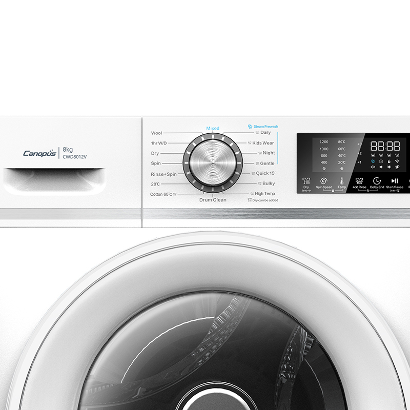 肯特 Canopus    CWD8012V‧8/4公斤/1200轉‧智能變頻蒸氣2合1‧前置式洗衣乾衣機-香港行貨-原廠2年全機保養‧