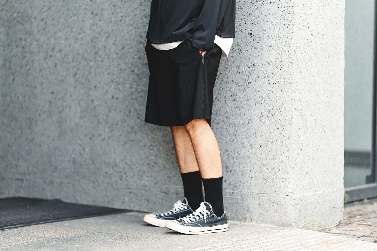 冰絲彈力耐磨拉鍊涼感短褲-3色 PS222