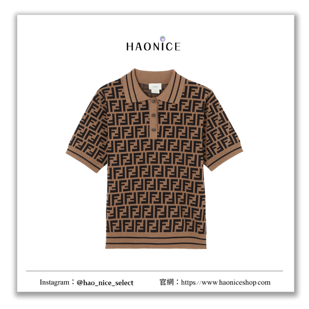 【HAO NICE童裝】100%正品 上海經銷商✨FENDI 義大利精品🇮🇹圖騰針織寬鬆短袖 POLO衫