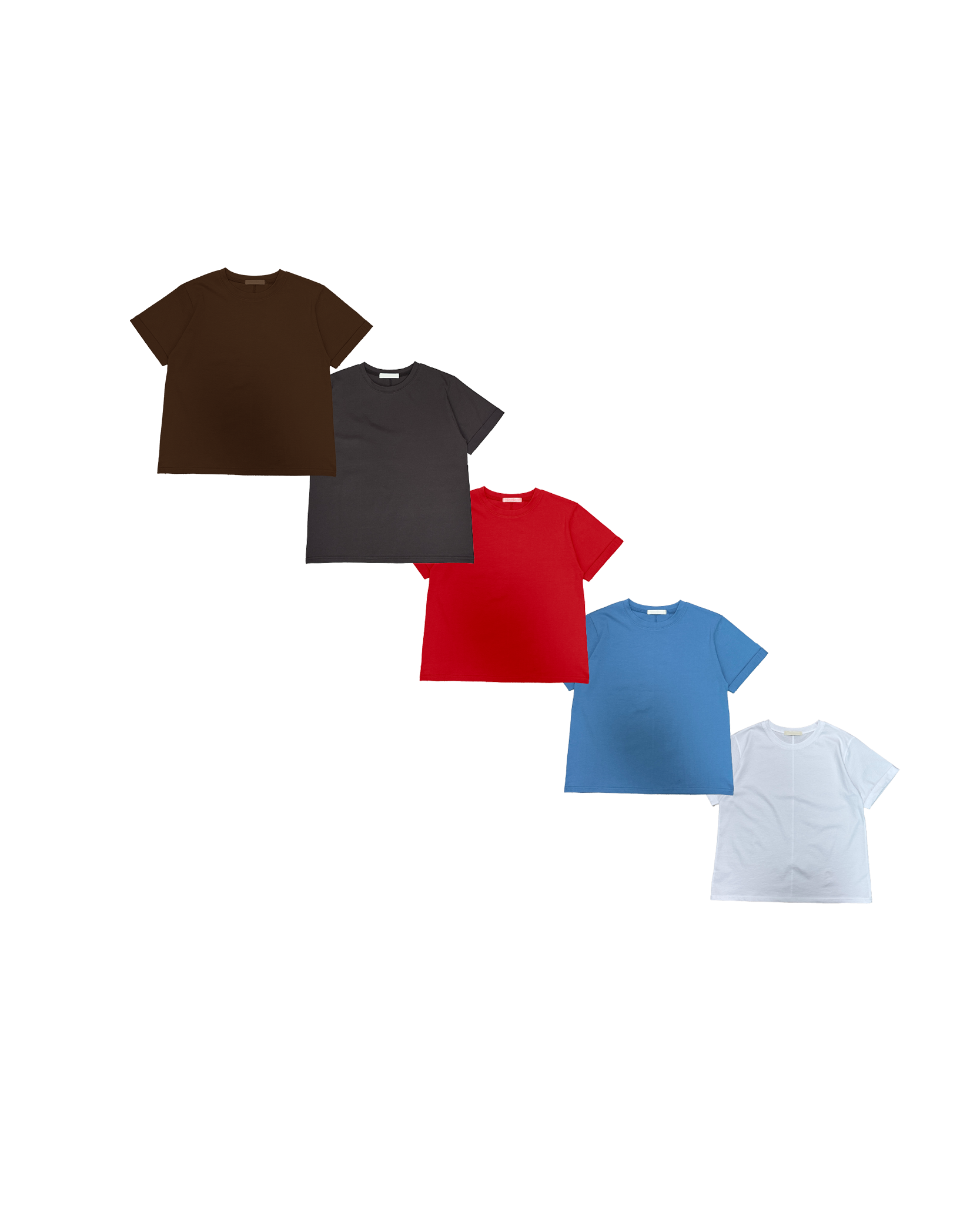 褶袖後中線素色Tee