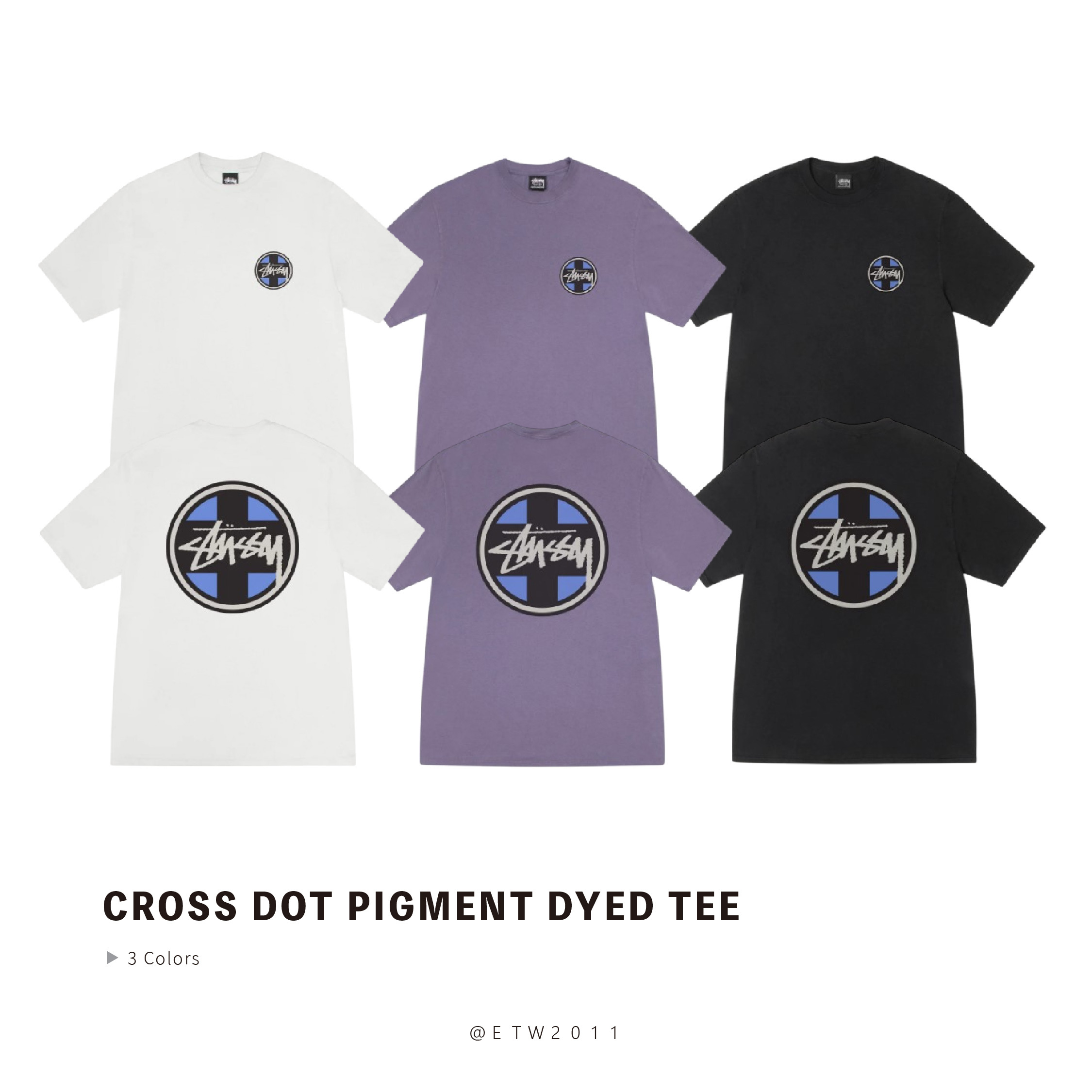 ☆ETW☆【EASY TO WEAR】Stussy CROSS DOT PIGMENT DYED TEE 十字 圓形 水洗 短袖 短T 短TEE
