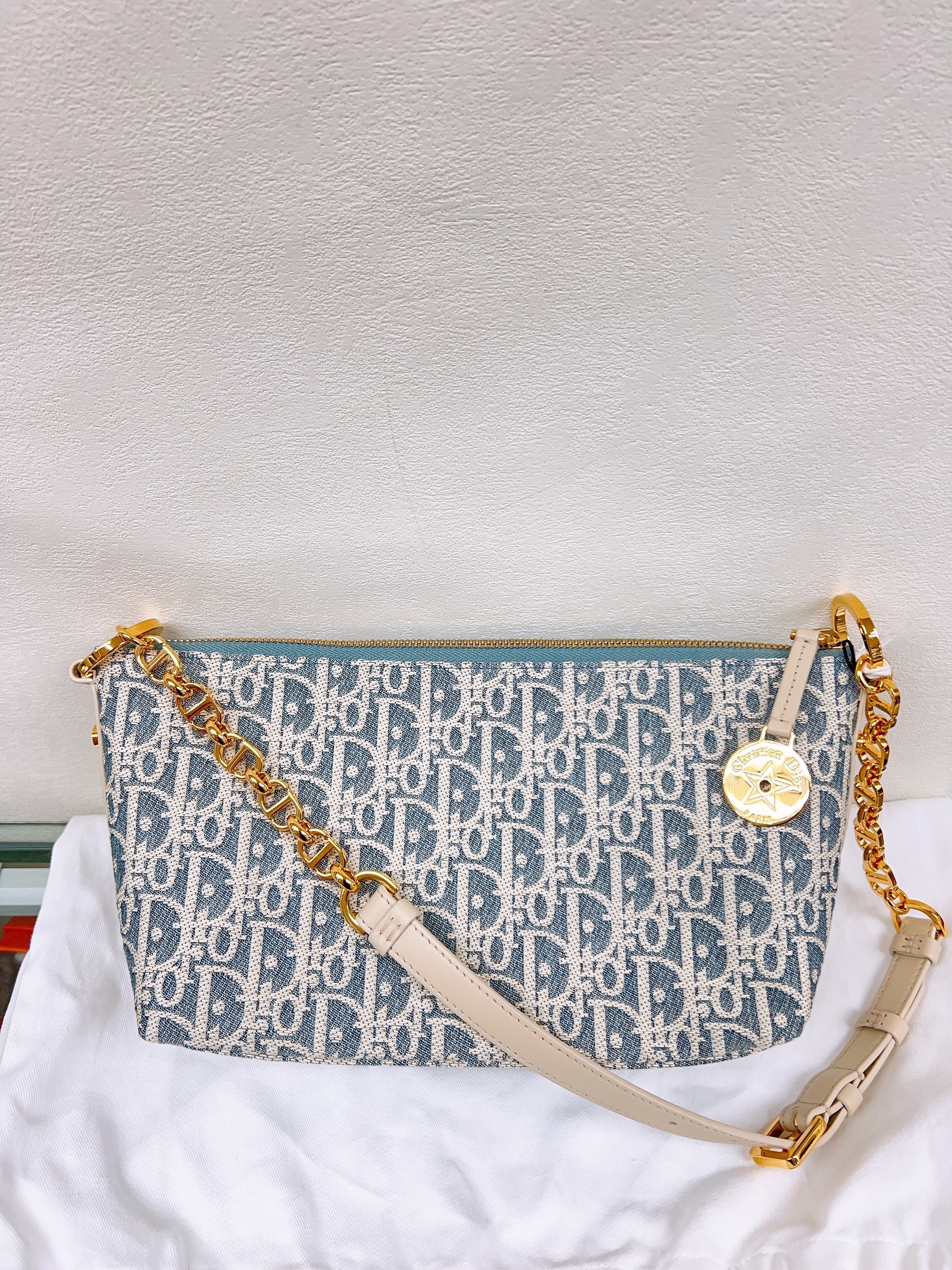 *Unused* Diorstar hobo (blue oblique chambray)