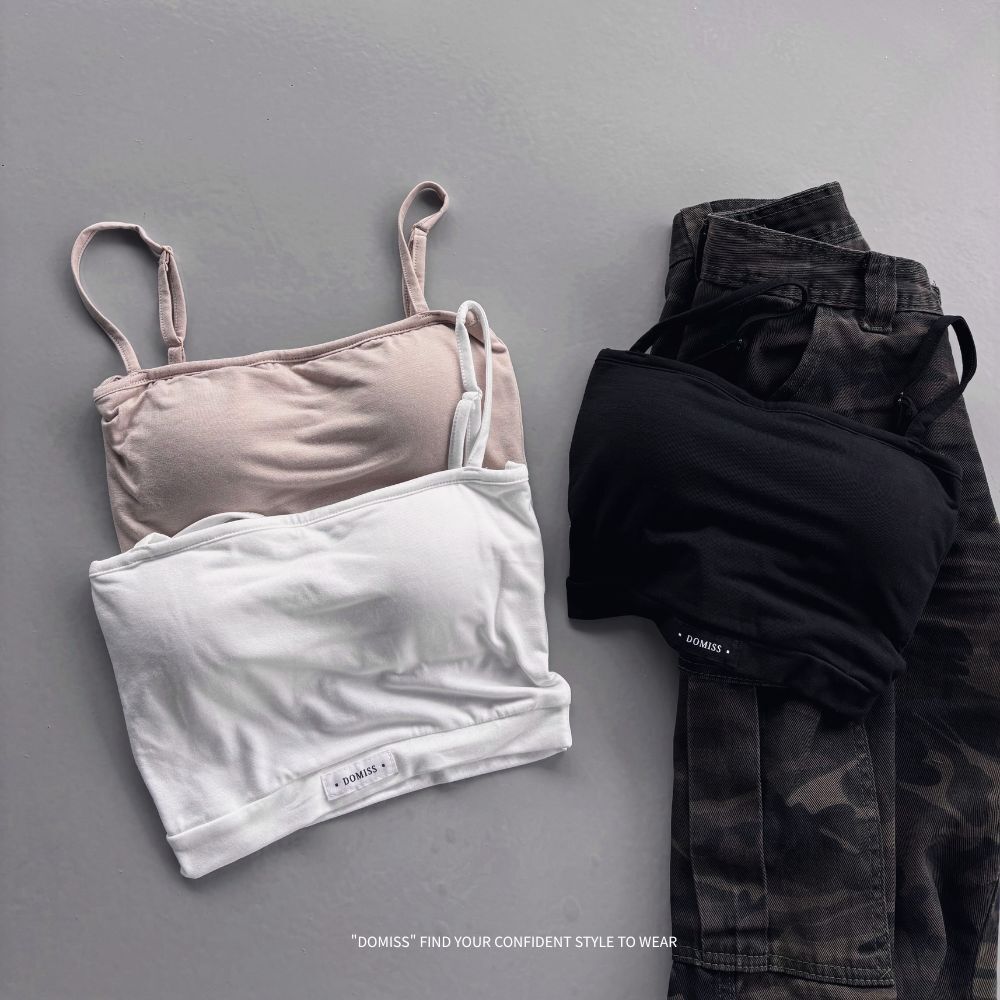 【一日限定111】【DOMISS自訂】舒適好穿Bra-top(肩可調)-3色 棉質平口背心 內衣(現貨)