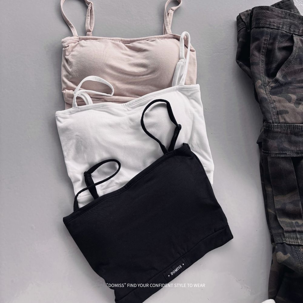 【DOMISS自訂】舒適好穿Bra-top(肩可調)-3色 棉質平口背心 內衣(現貨)