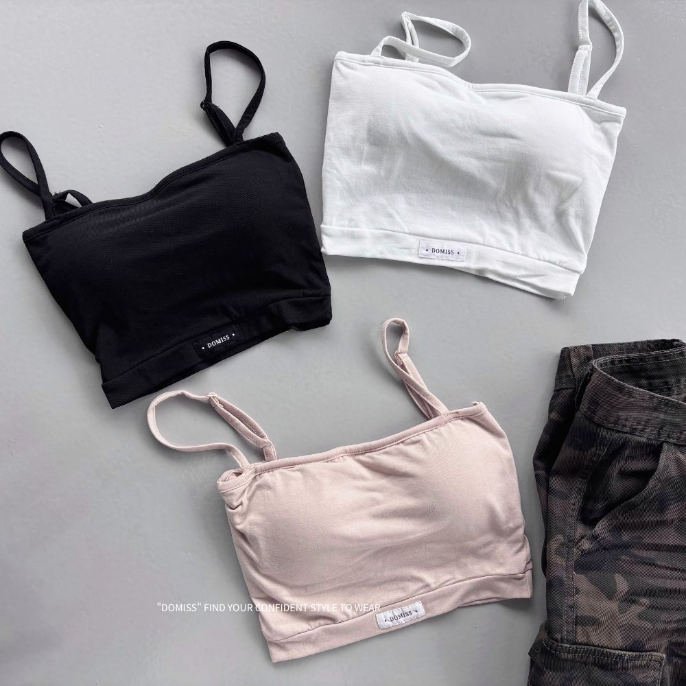 【DOMISS自訂】舒適好穿Bra-top(肩可調)-3色 棉質平口背心 內衣(現貨)