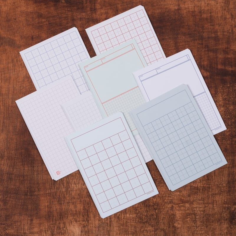 格線書寫 A7便條紙（32入）手帳擴充單張｜1/1工作室