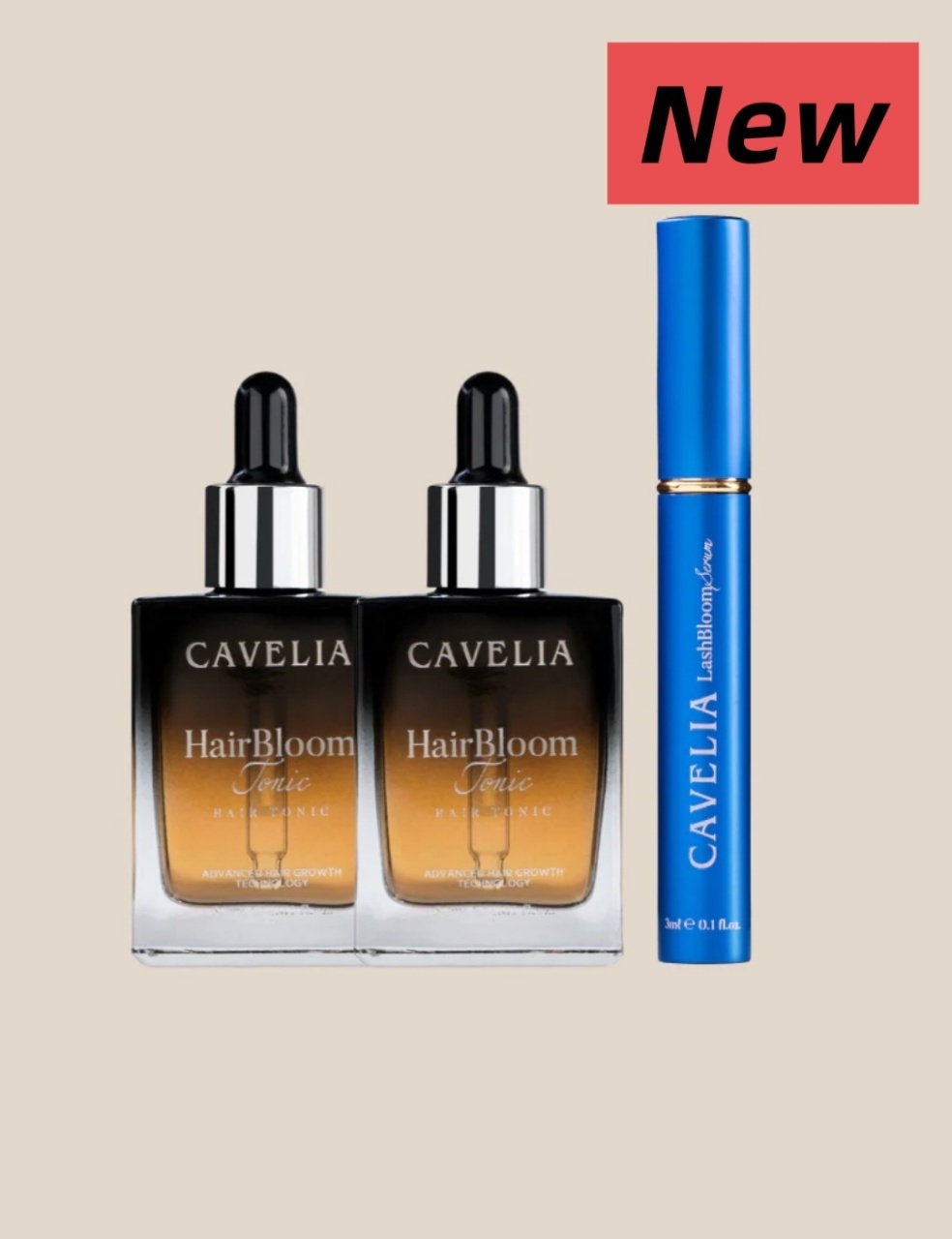 (混搭3支裝)CAVELIA卡薇拉睫毛液1和育髮液2