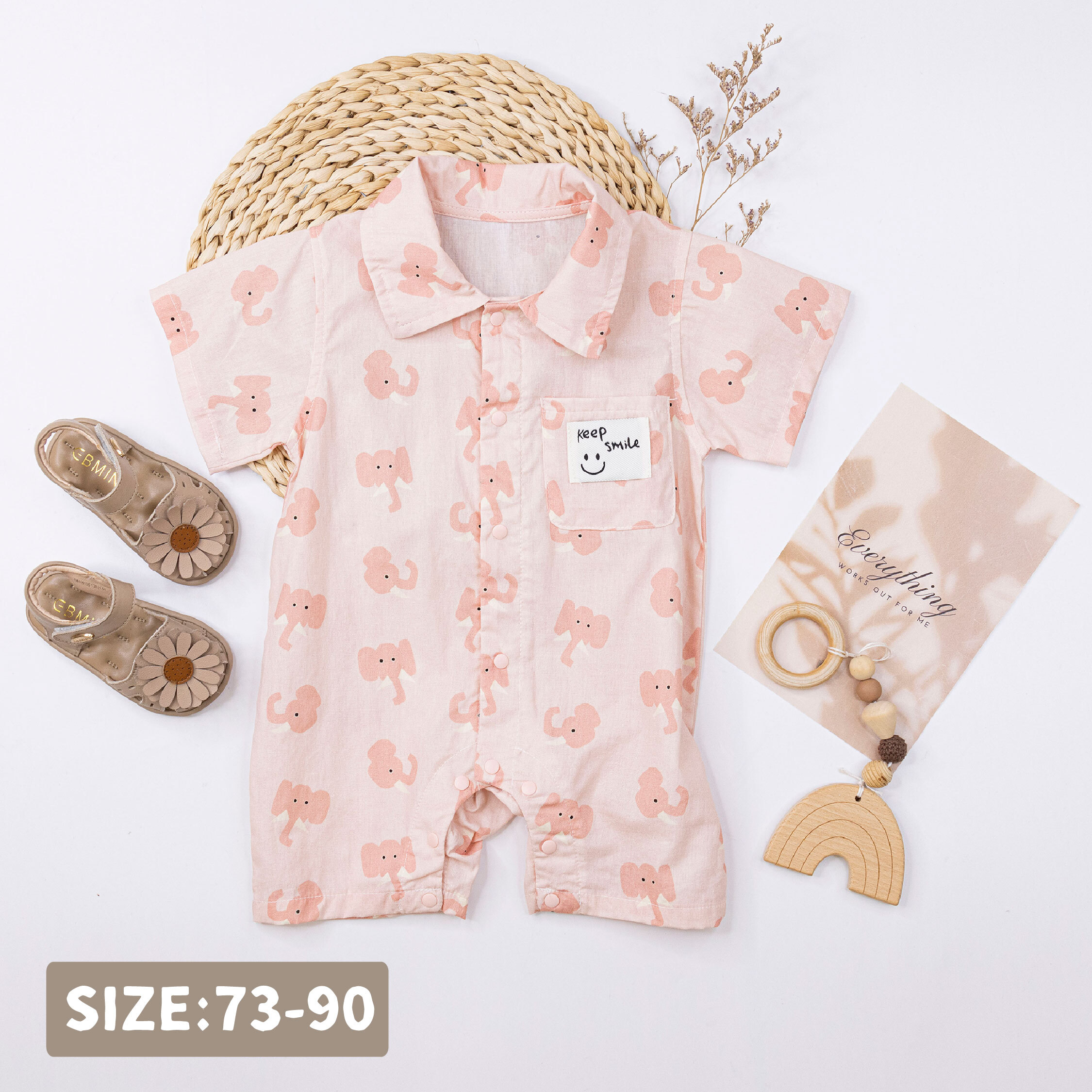 【JG0517】粉嫩大象舒適質感連身衣