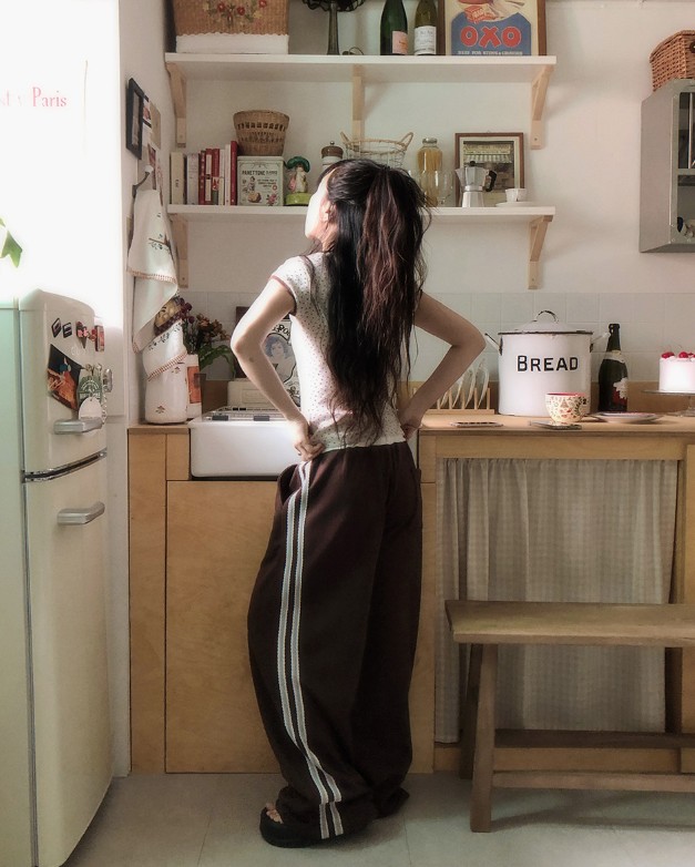 夏季預訂｜雙線蕾絲拼色運動長褲