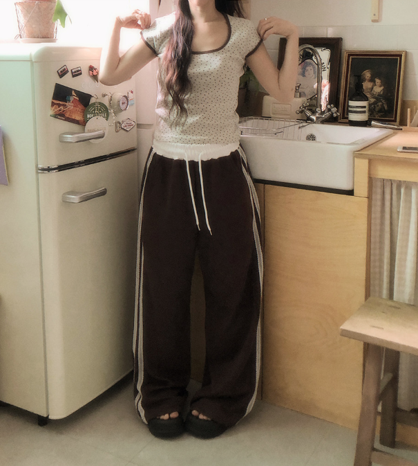 夏季預訂｜雙線蕾絲拼色運動長褲