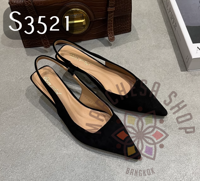S3521 - 羊猄絲絨特色尖頭低踭涼鞋 (徧細一碼)