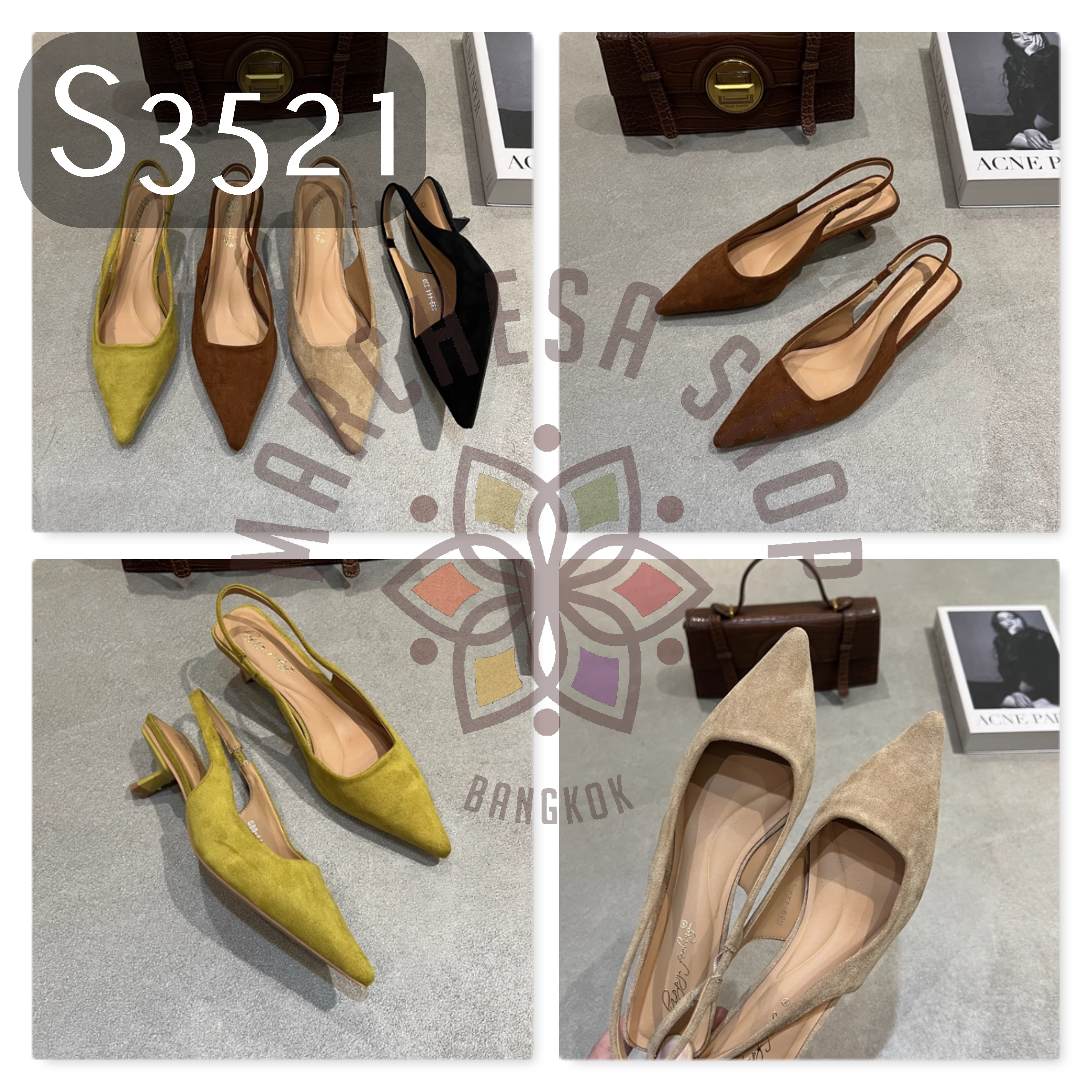 S3521 - 羊猄絲絨特色尖頭低踭涼鞋 (徧細一碼)