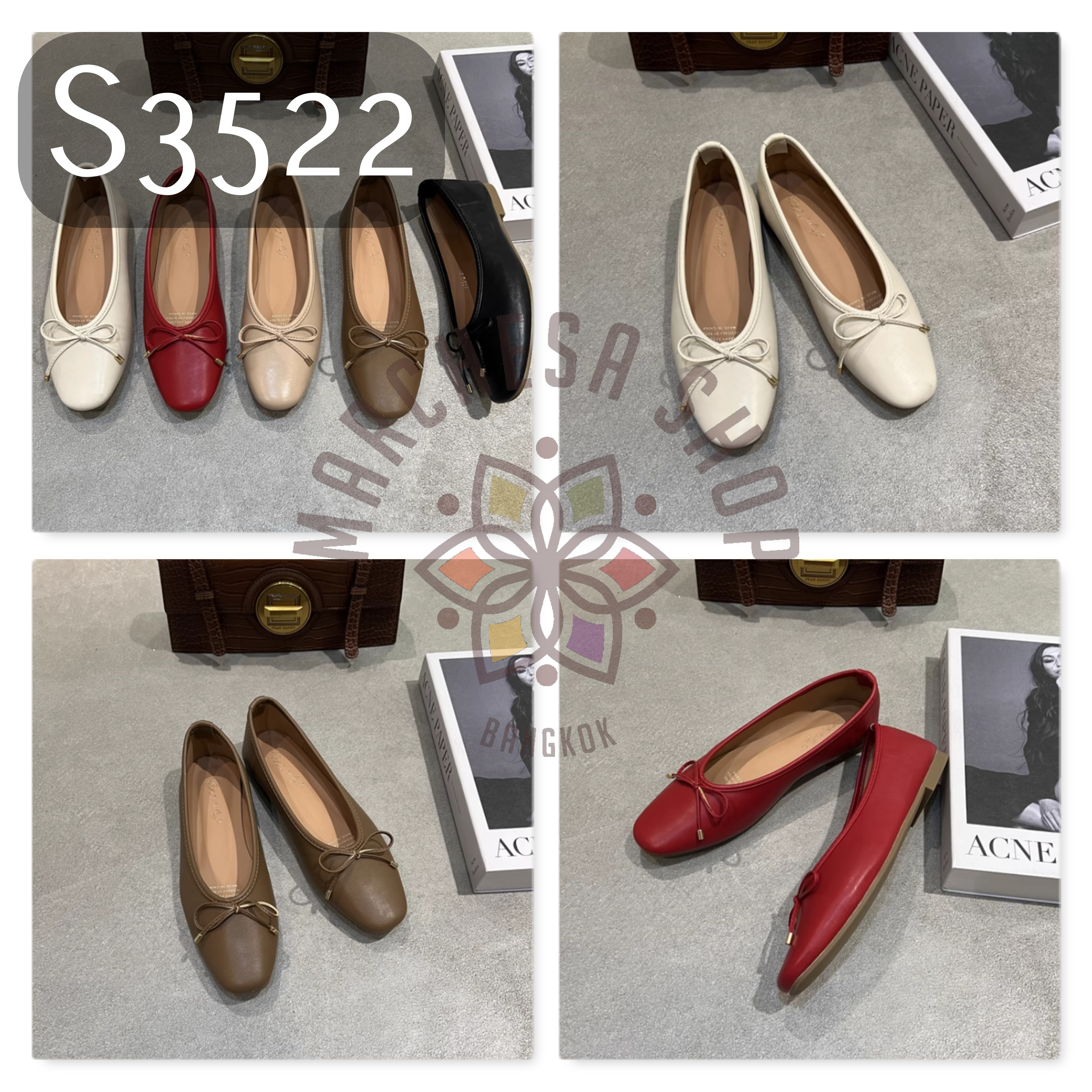 S3522 - 羊皮蝴蝶結圓頭平底鞋