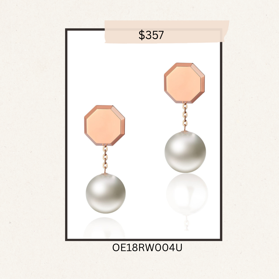 Okto Stud Hanging Pearl Earrings Rose Gold-OE18RW004U(購買同分類商品1件75折，2件7折優惠) -M