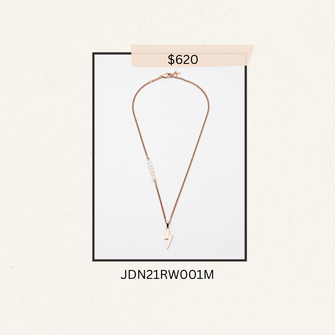 Duality Lightning Necklace Rose Gold & White Pearl -JDN21RW001M(購買同分類商品1件75折，2件7折優惠) -M