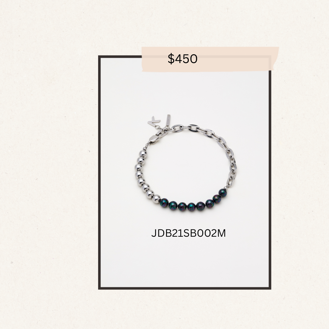 Duality Chain Sphere Bracelet Silver & Black Pearl -JDB21SB002M(購買同分類商品1件75折，2件7折優惠) -M