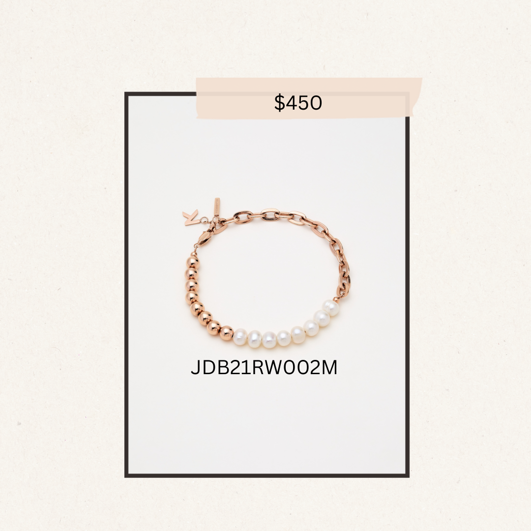 Duality Chain Sphere Bracelet Rose Gold & White Pearl -JDB21RW002M(購買同分類商品1件75折，2件7折優惠) -M