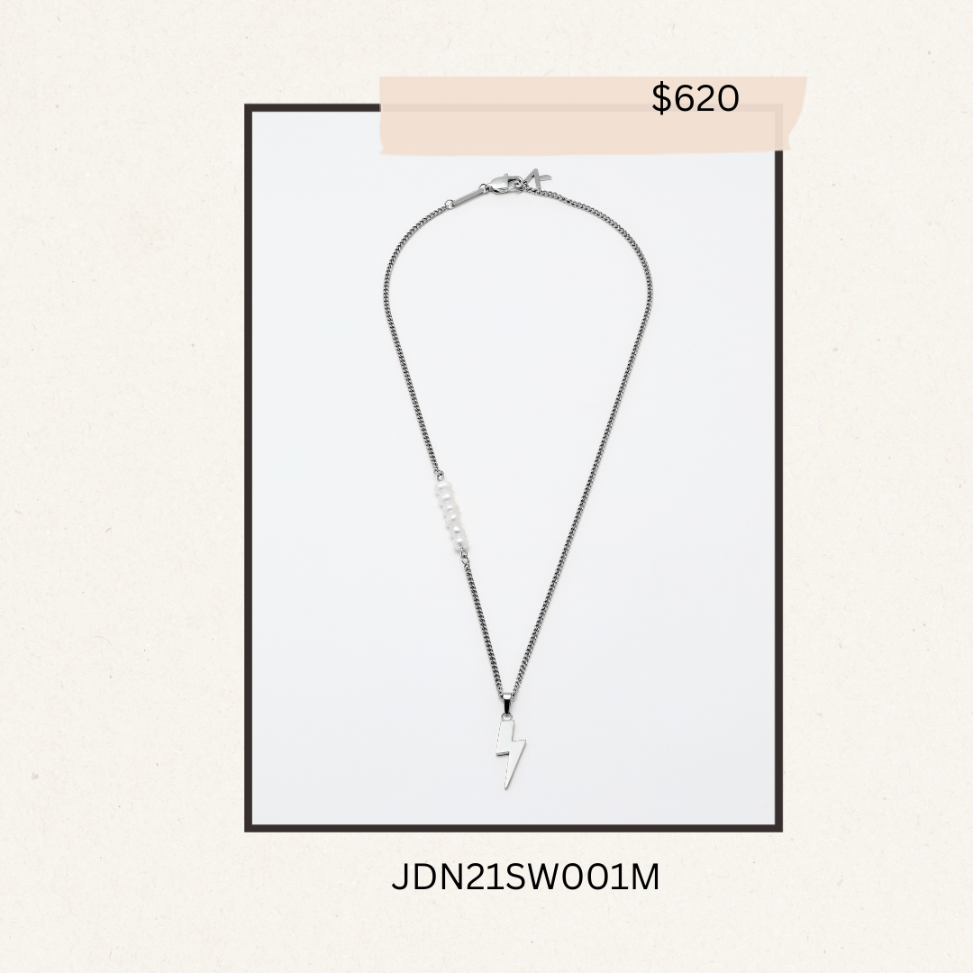 Duality Lightning Necklace Silver & White Pearl -JDN21SW001M(購買同分類商品1件75折，2件7折優惠) -M