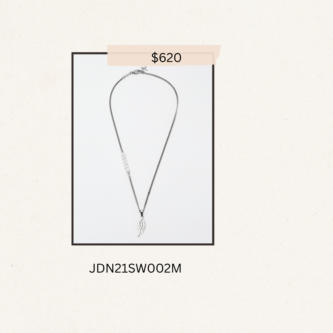 Duality Robot Wing Necklace Silver & White Pearl -JDN21SW002M(購買同分類商品1件75折，2件7折優惠) -M