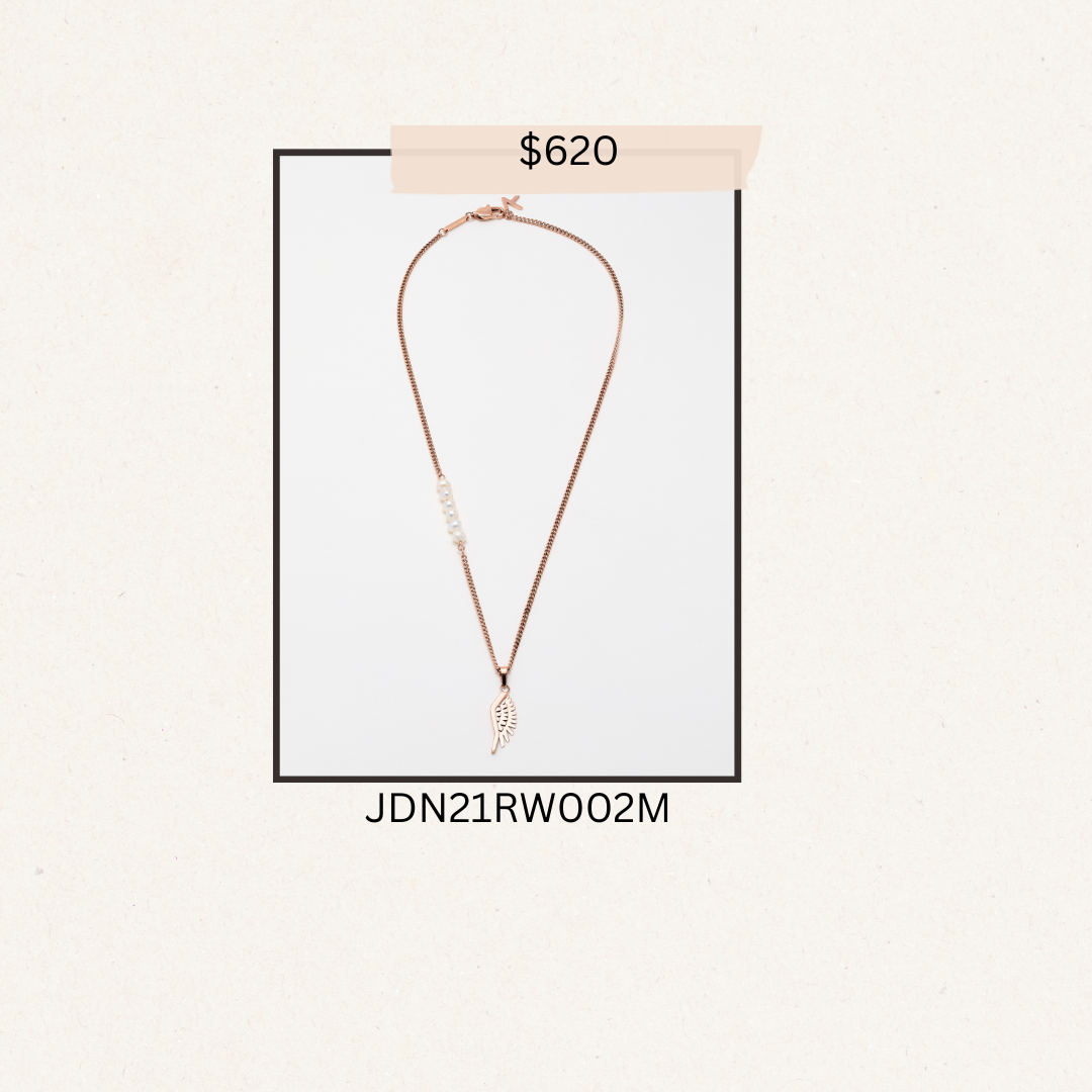 Duality Robot Wing Necklace Rose Gold & White Pearl -JDN21RW002M(購買同分類商品1件75折，2件7折優惠) -M