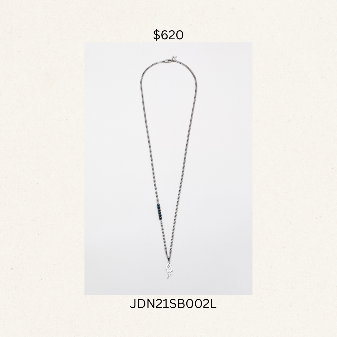 Duality Robot Wing Necklace Silver & Black Pearl -JDN21SB002L(購買同分類商品1件75折，2件7折優惠) -M