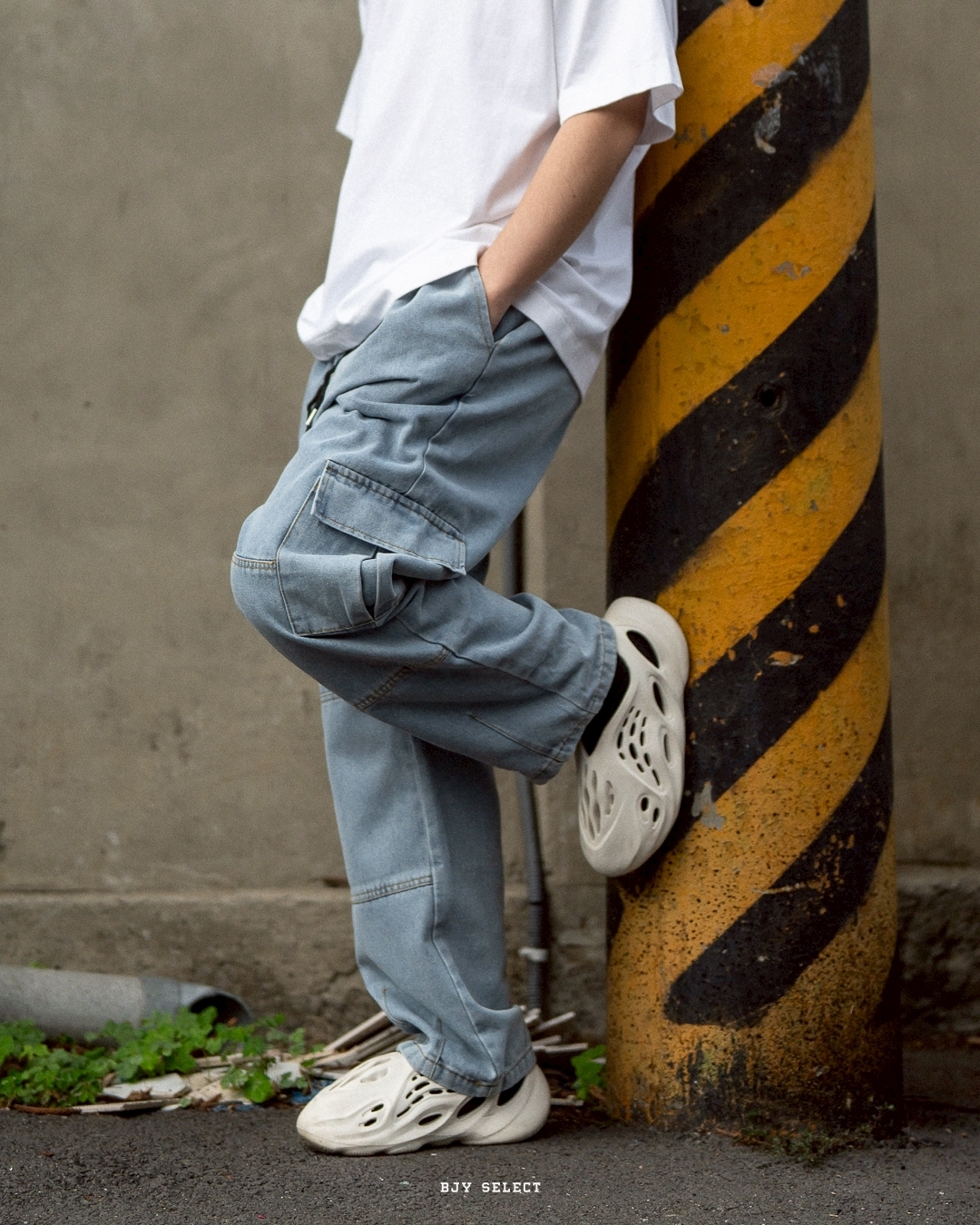 #預購 Tailor collection 側邊大口袋 縫線設計 水洗牛仔長褲 大陸選貨 兩色 KS2151