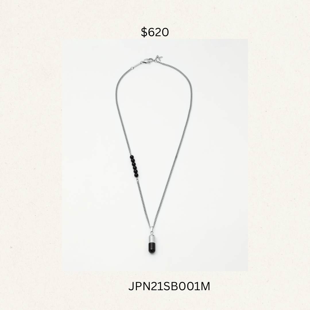 Capsule Necklace Silver & Black Onyx-JPN21SB001M(購買同分類商品1件75折，2件7折優惠) -M
