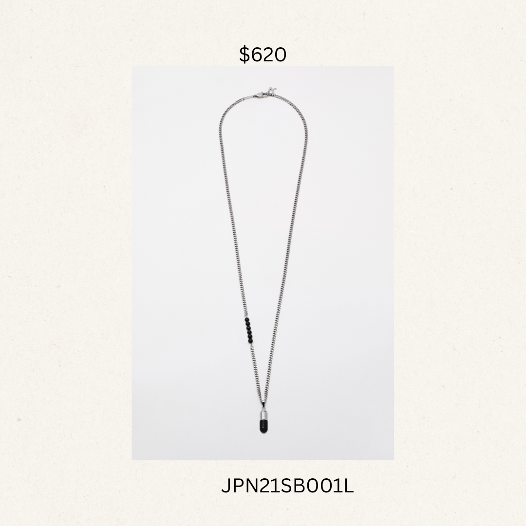 Capsule Necklace Silver & Black Onyx L-JPN21SB001L(購買同分類商品1件75折，2件7折優惠) -M
