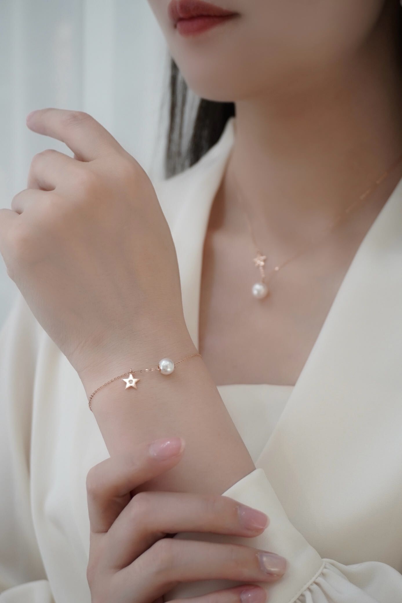 18k玫瑰金珍珠手鏈