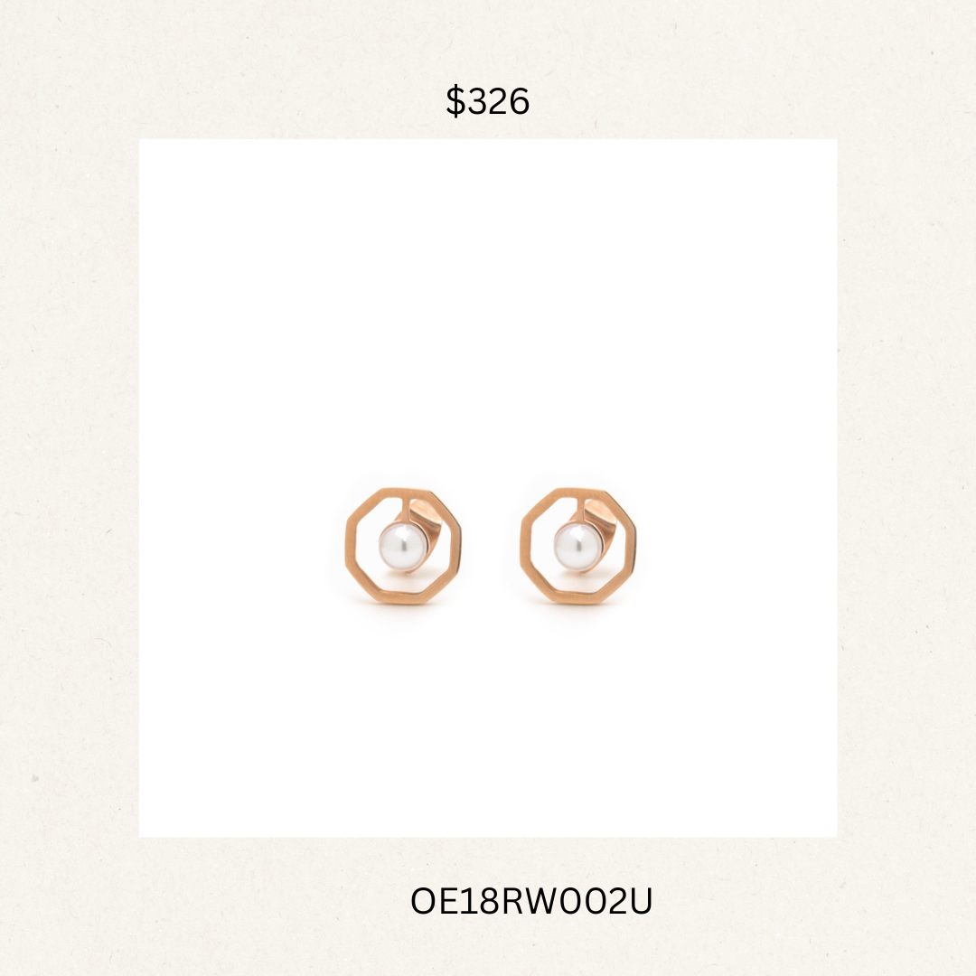Okto Pearl Stud Earrings Rose Gold-OE18RW002U(購買同分類商品1件75折，2件7折優惠) -M