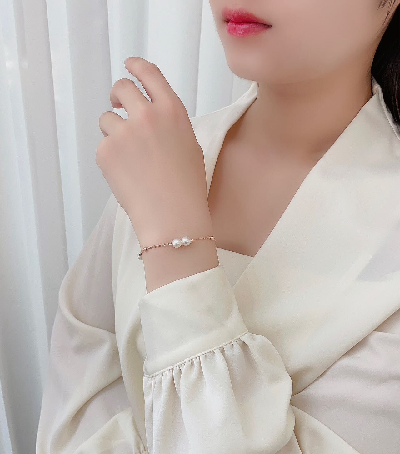 18k玫瑰金珍珠手鏈