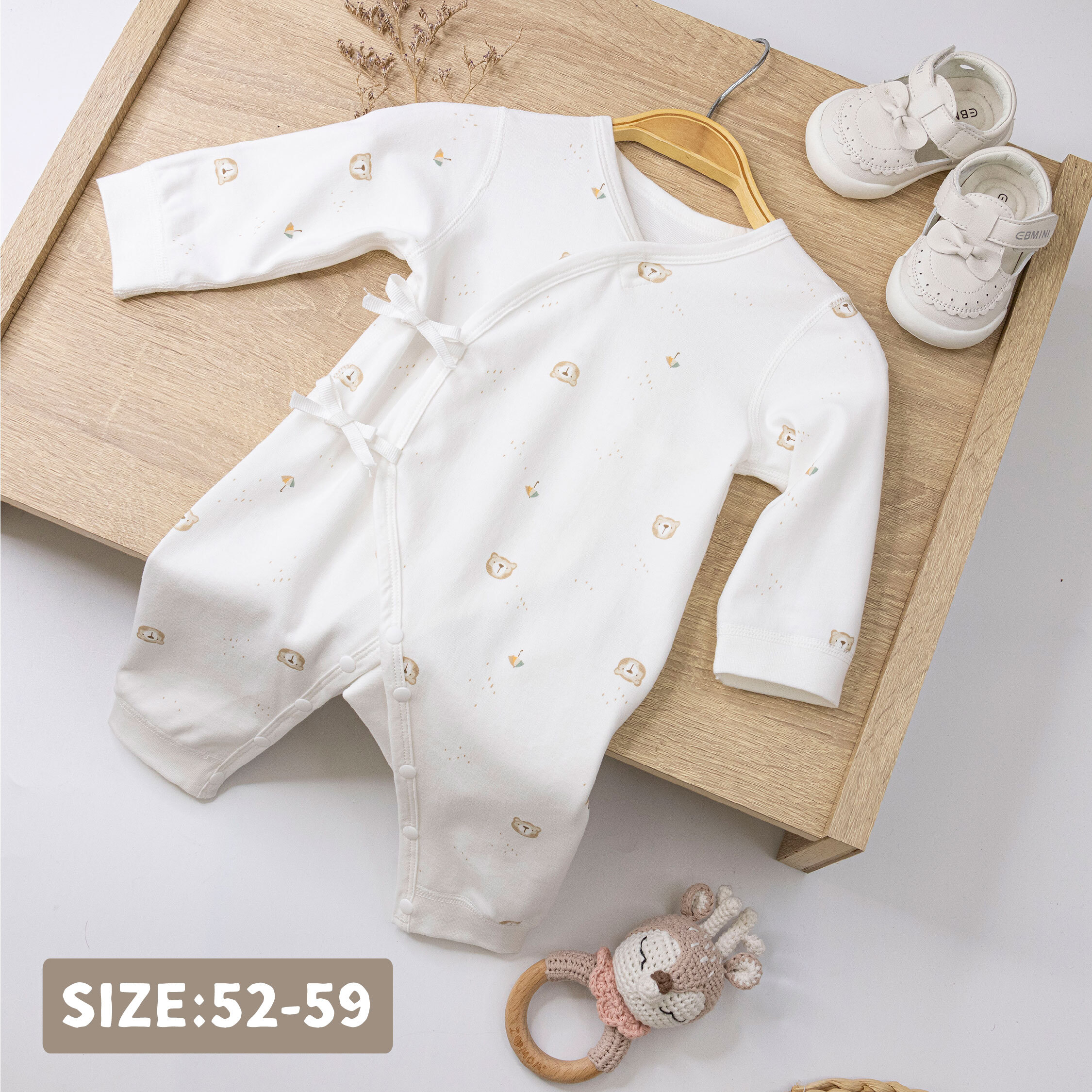 純淨系列【T3060】雨滴小熊與小傘長袖連身衣