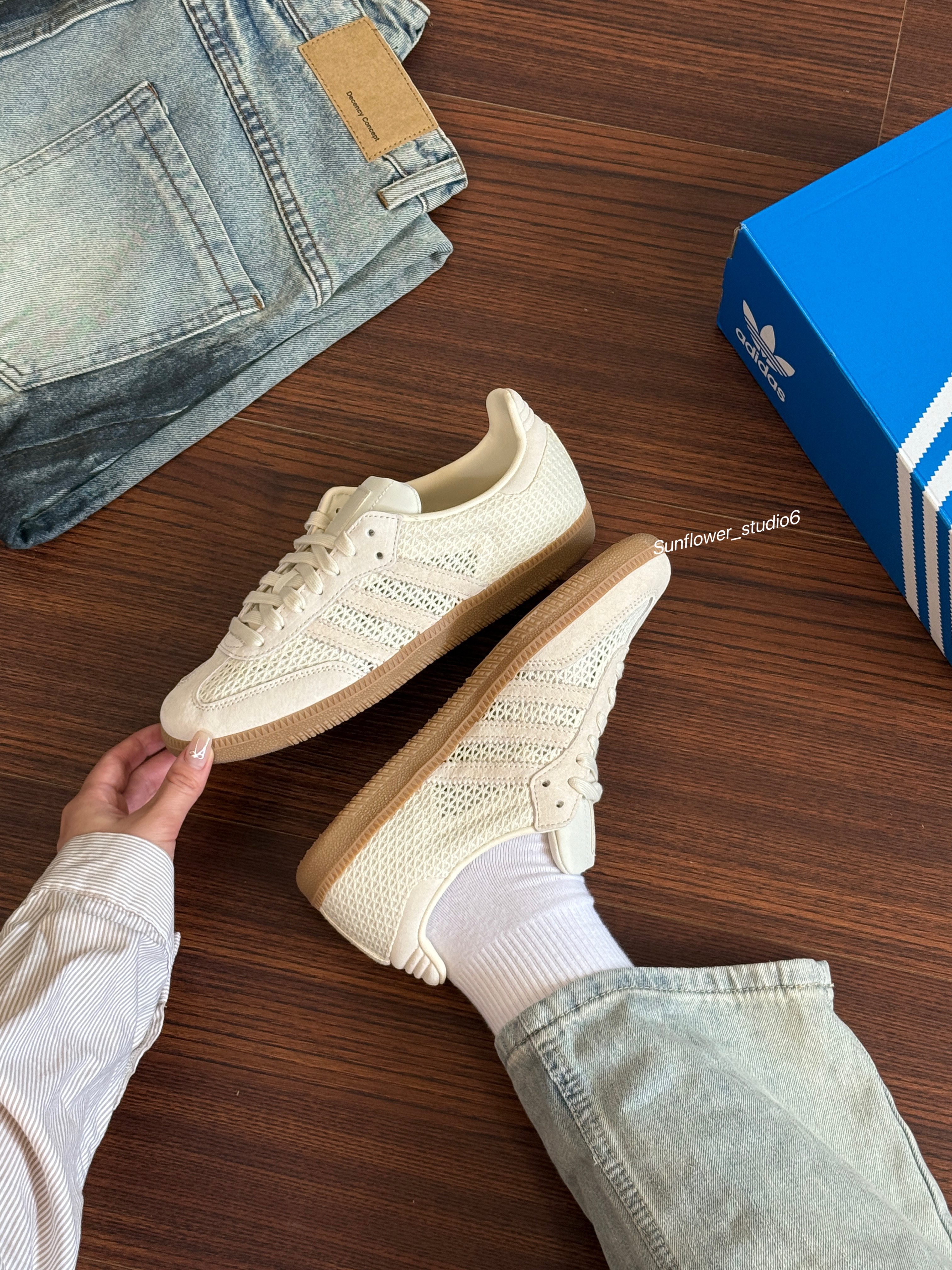 Adidas Originals Samba OG 奶油編織 簍空 編織 奶油色 奶白色 米色 白色 焦糖底 德訓鞋 KK3528/預購