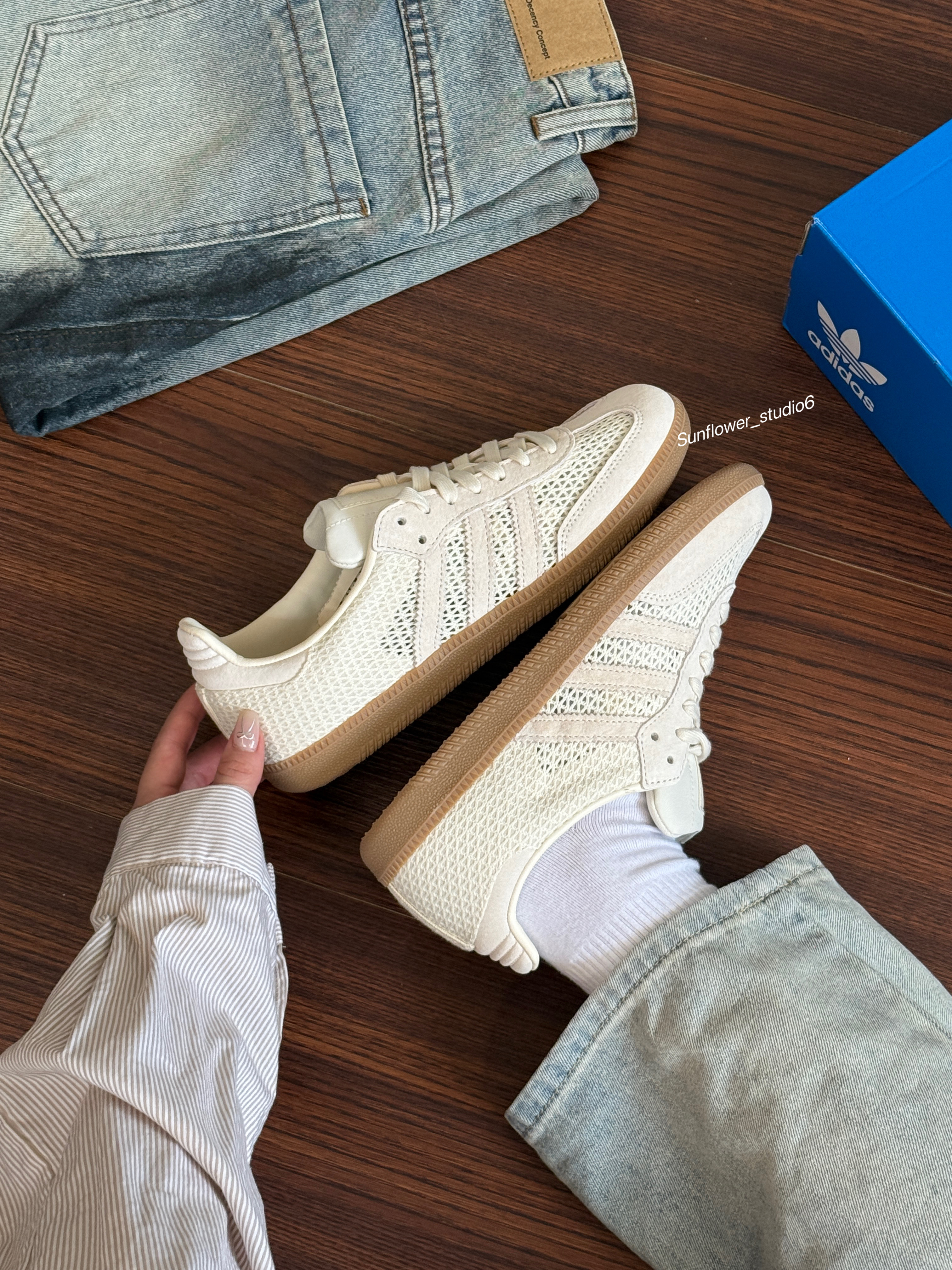 Adidas Originals Samba OG 奶油編織 簍空 編織 奶油色 奶白色 米色 白色 焦糖底 德訓鞋 KK3528/預購