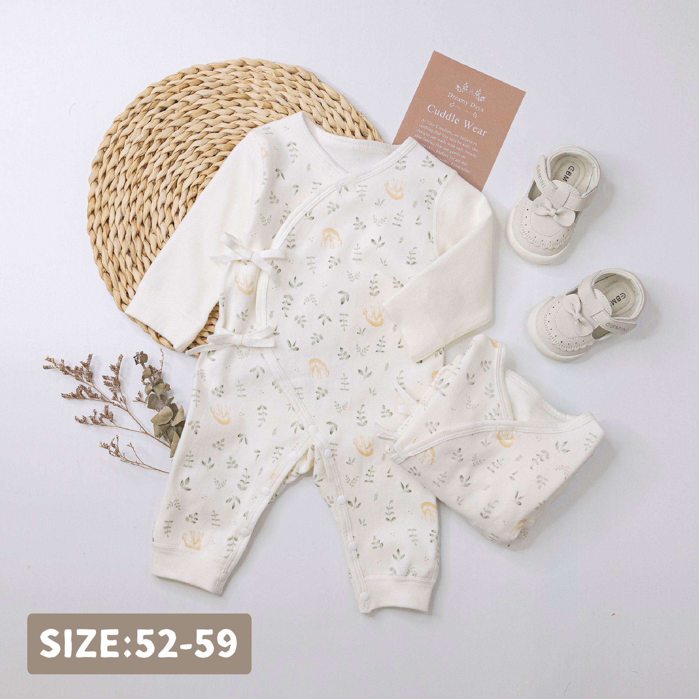 純淨系列【T3061】滿版森林小鹿親膚長袖連身衣＊二色