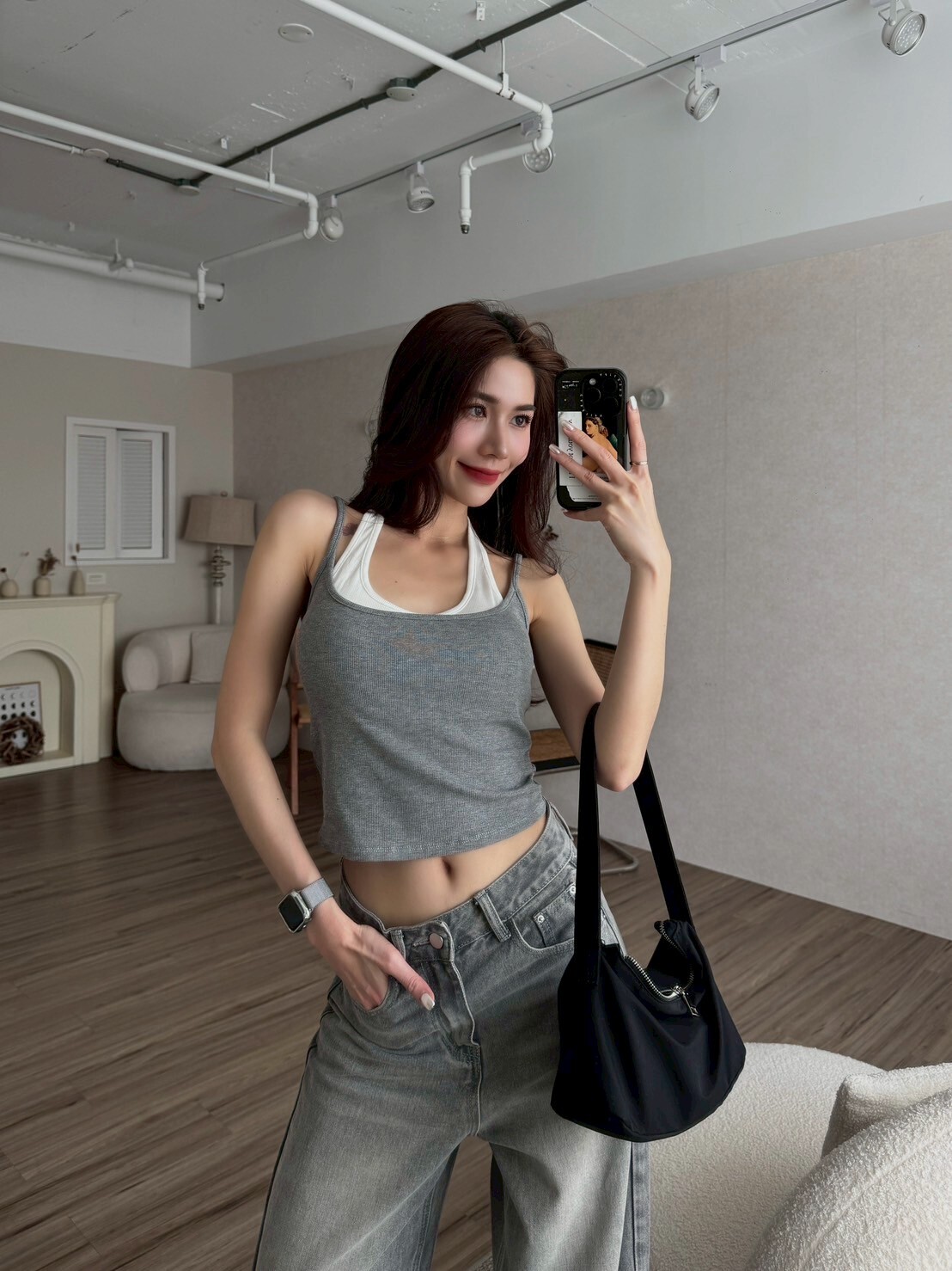 繞脖細肩假兩件BRATOP