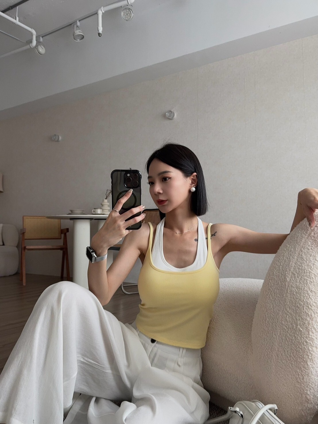 繞脖細肩假兩件BRATOP