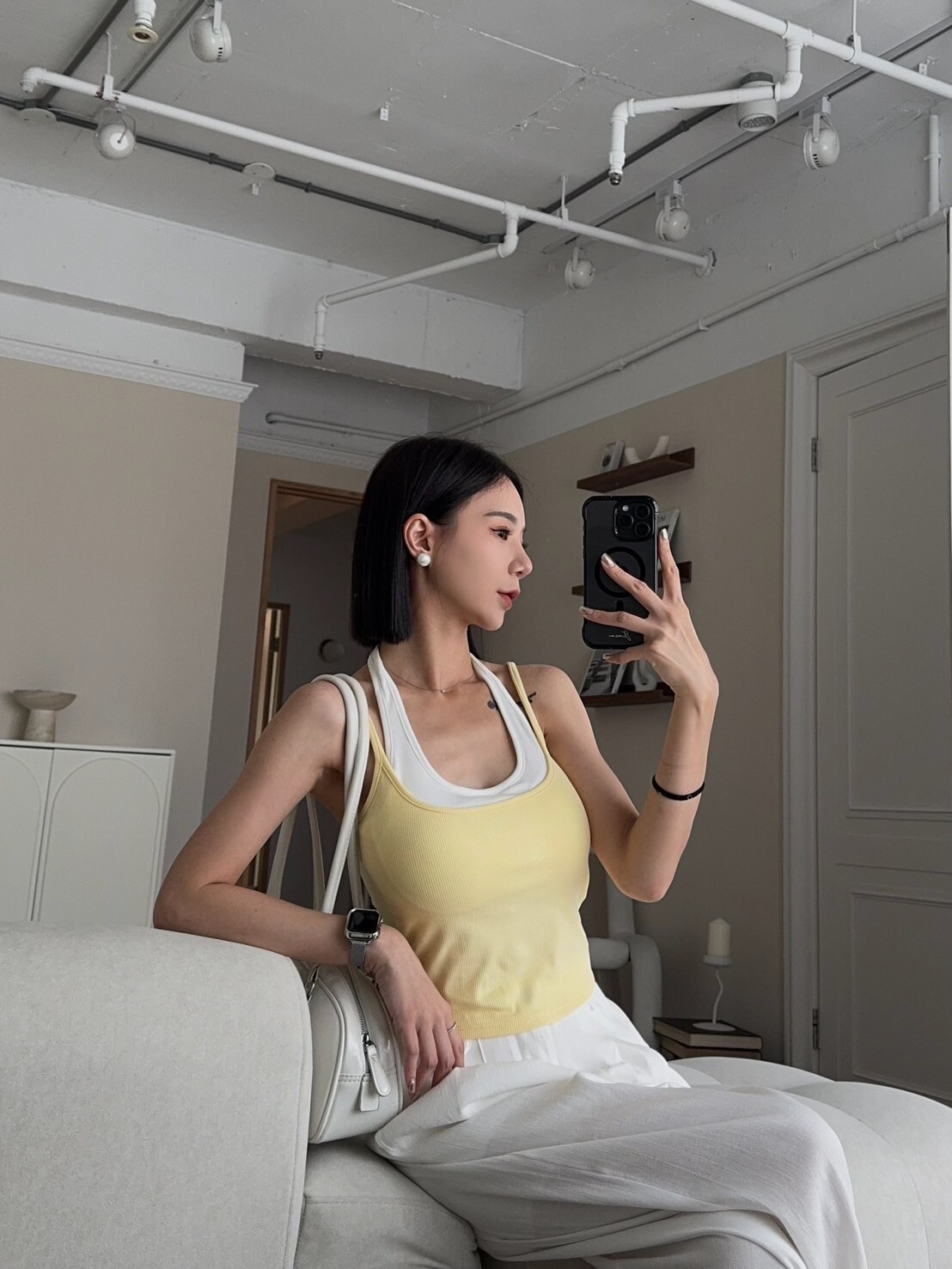 繞脖細肩假兩件BRATOP