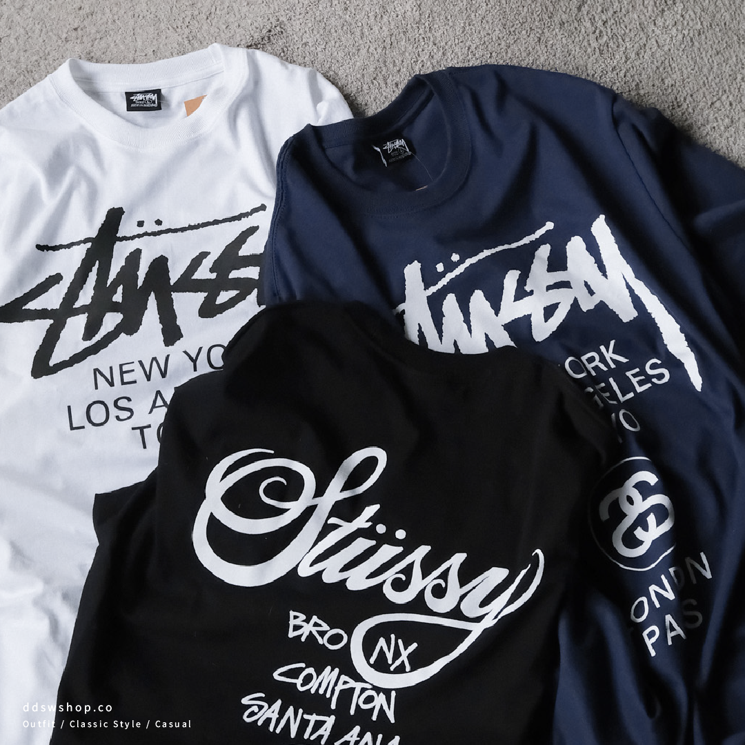 ★25SS 大人気★STUSSY WORLD TOUR TEE Stussy 25th Anniversary World Tour Grey PVC Skate Surf