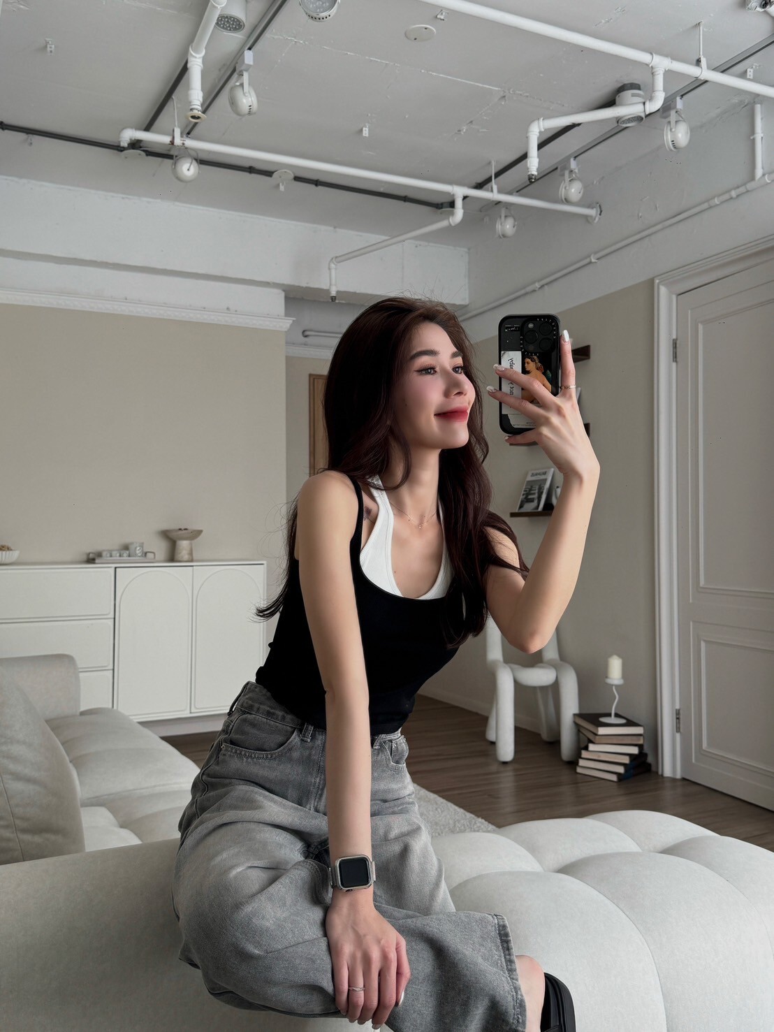 繞脖細肩假兩件BRATOP