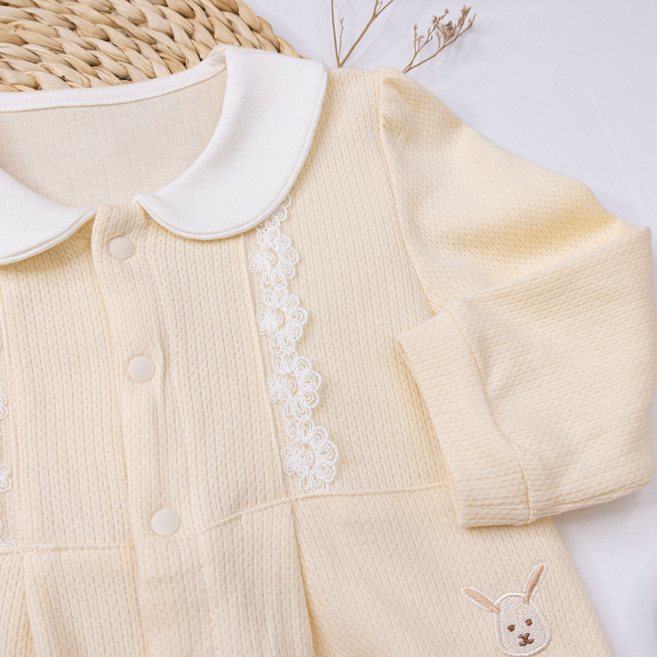 純淨系列【T3071】花邊兔兔棉柔長袖連身衣