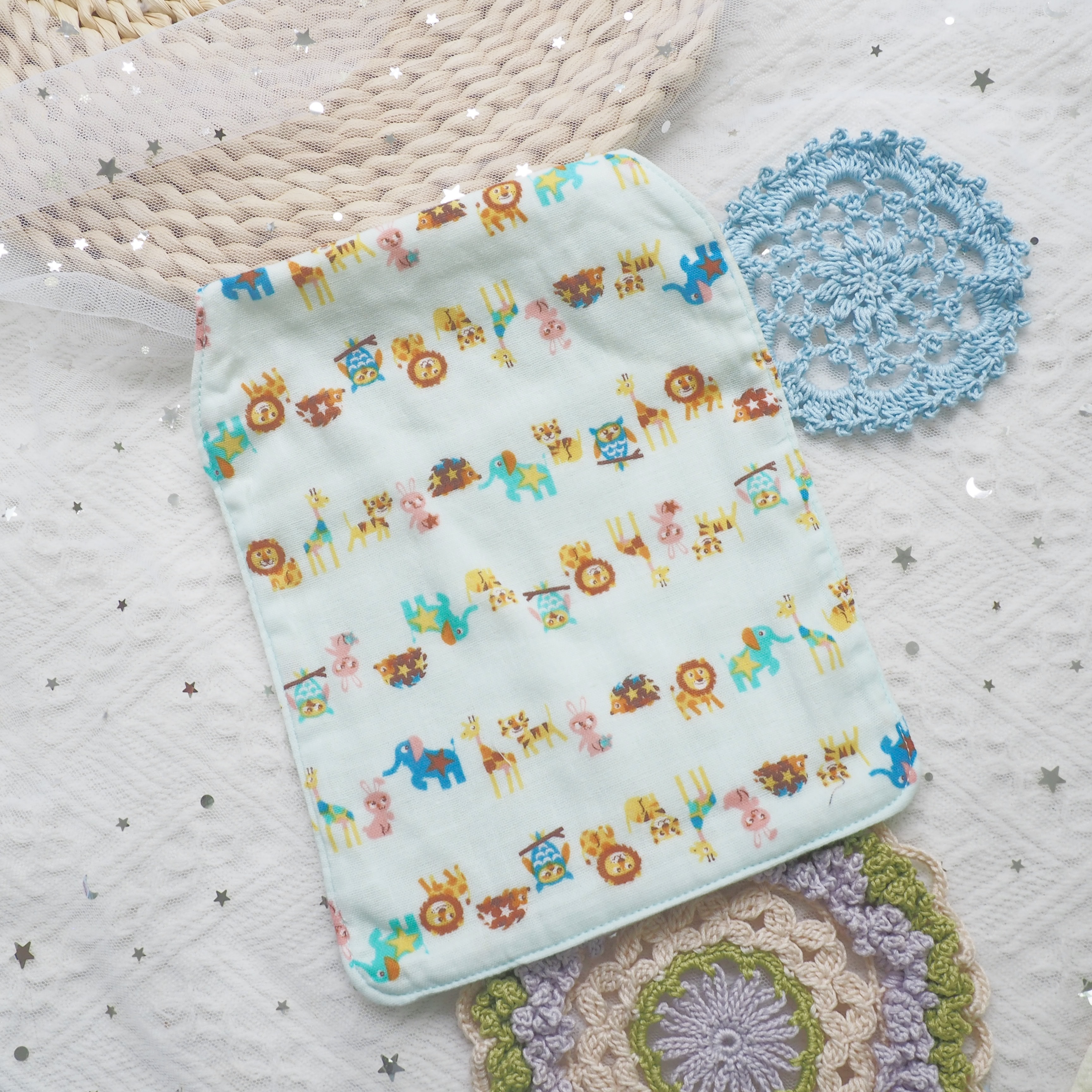 湖水綠森林動物圖案汗巾