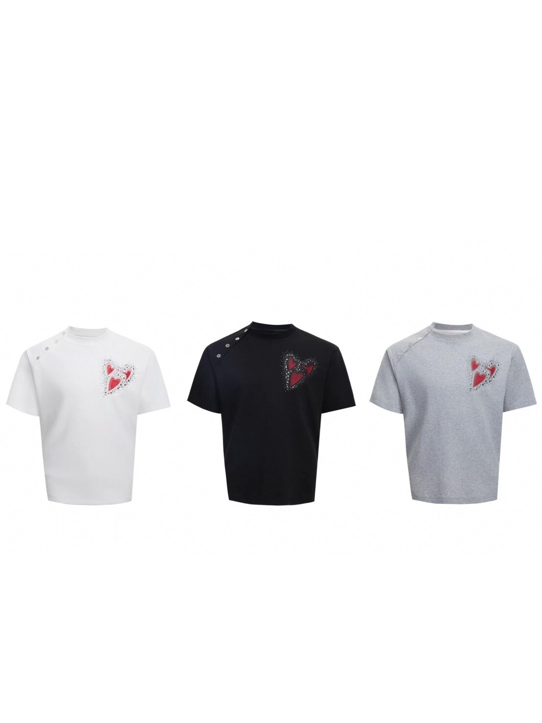 ARGUE 心跳 不規則 領口 繡花燙鑽 上衣 #短袖