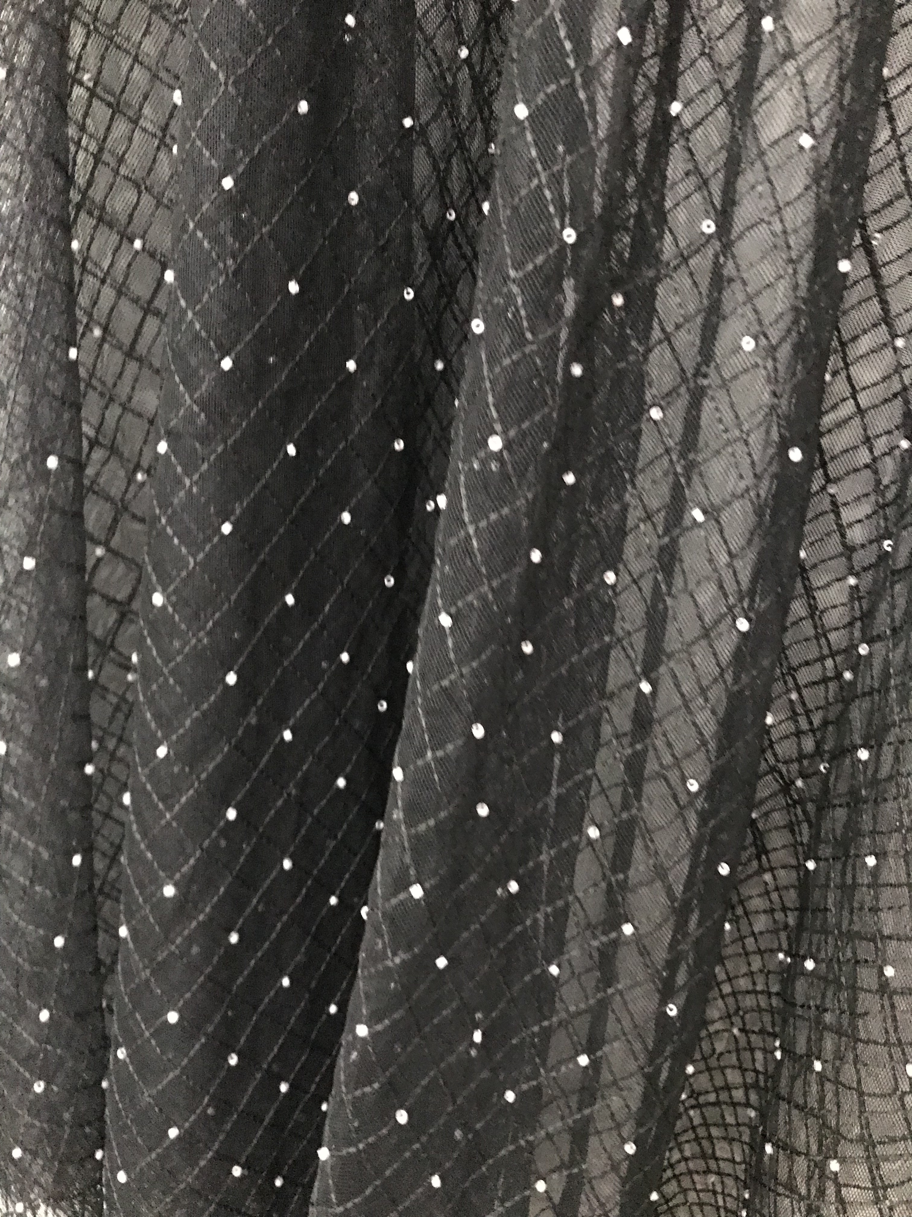 黑色雪紡格仔珠珠裙