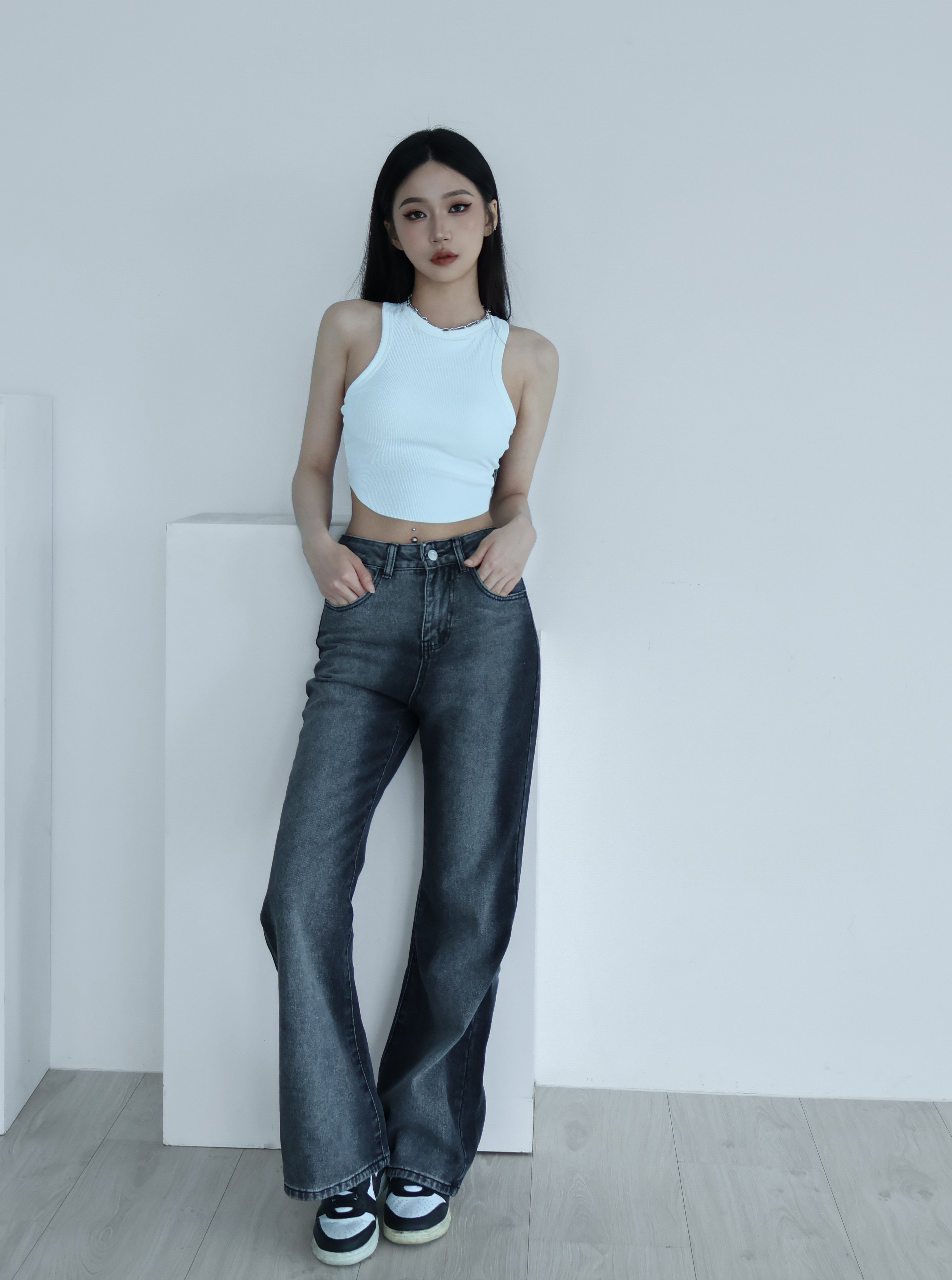 水洗視覺系直喇褲