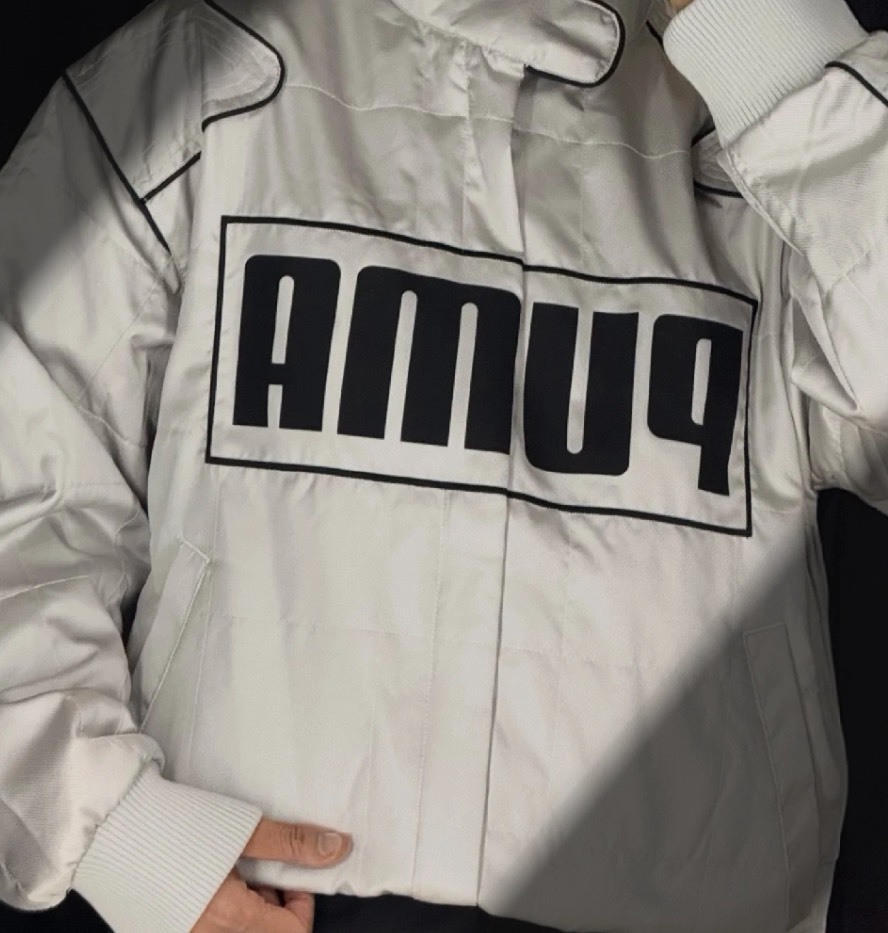 PUMA 防風保暖灰色立領棉服 鋪棉外套 ROSE同款