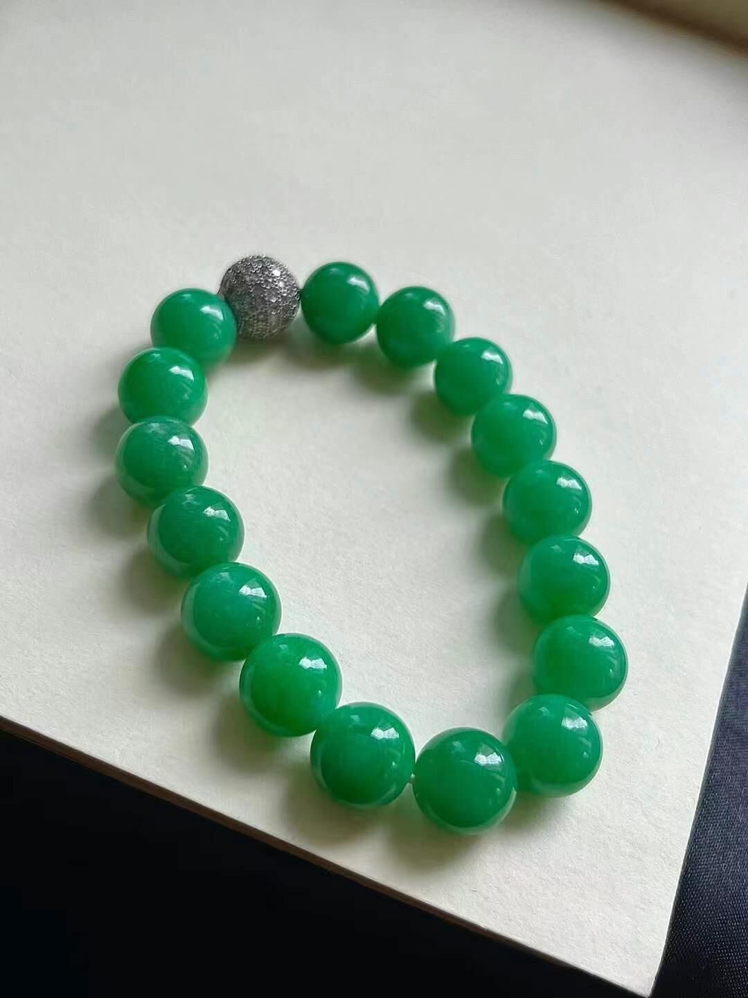 翡翠珠子手串 (11.9mm直徑),天然翡翠A玉, 緬甸玉, Jade, Jadeite