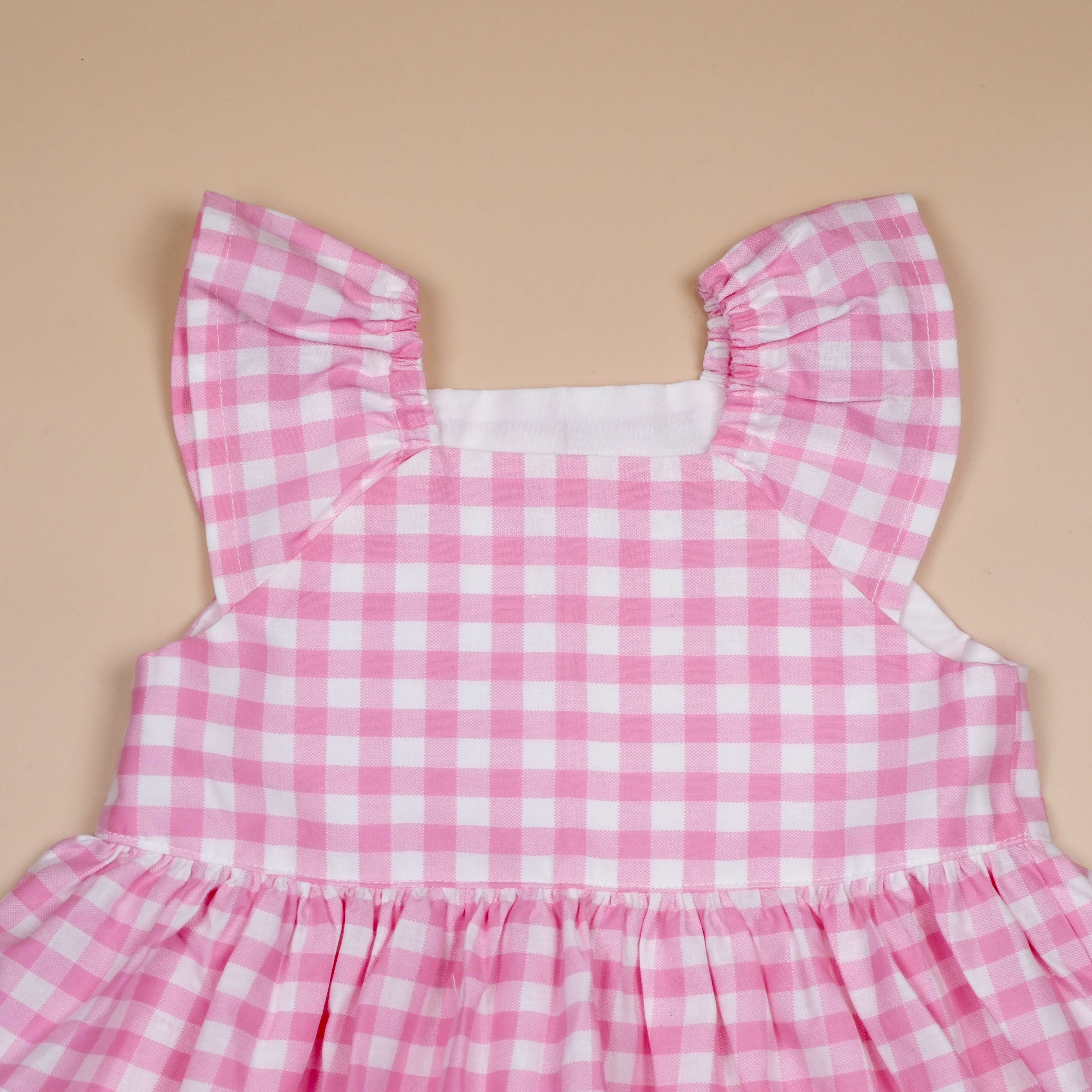 沐春荷袖系列 ❖ 粉紅格子 ❖ 飛袖洋裝