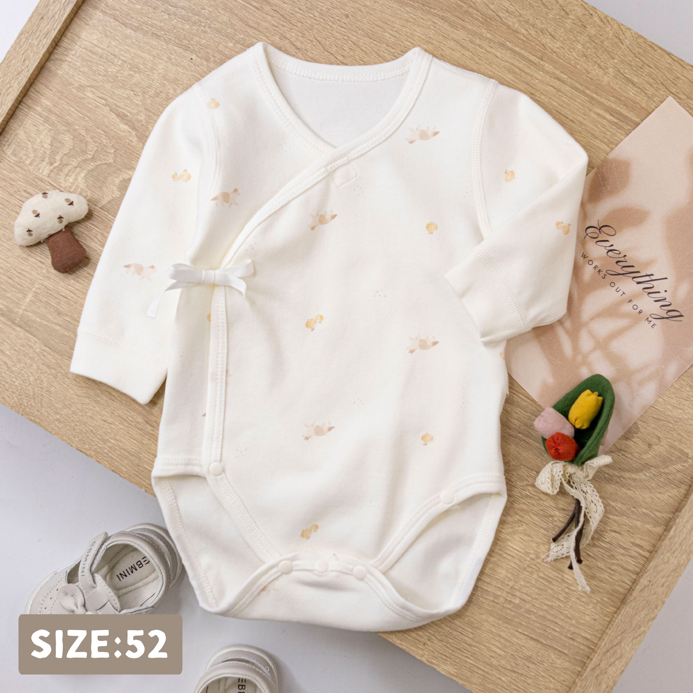 純淨系列【T3055】橘子狗狗棉柔長袖包屁衣