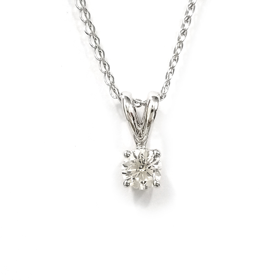 18K白金天然鑽石吊墜